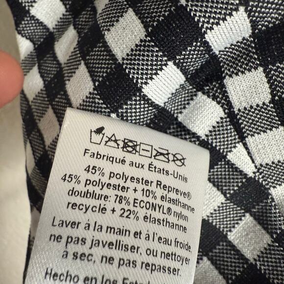 Mara Hoffman Astrid Black White Gingham Plaid Triangle Bikini Swim Top Size L - Picture 6 of 7